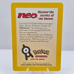 Pokemon TCG Neo Discovery Pichu Unown Insert 2001 WOTC Vintage Card NM - Image 1