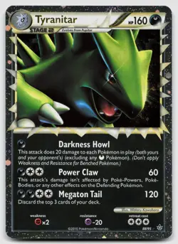 2- Tyranitar 88/95 HGSS Unleashed Holo Pokemon LP - Image 1