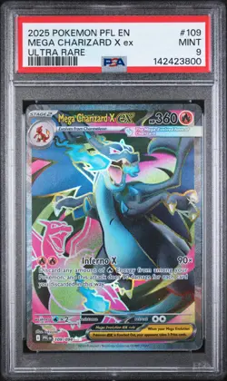 2025 POKEMON PFL EN-PHANTASMAL FLAMES ULTRA RARE #109 MEGA CHARIZARD X EX PSA 9 - Image 1