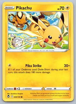 Pikachu 049/195 Common Silver Tempest Pokemon 2022 NM - Image 1