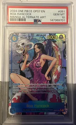PSA 10 Boa Hancock Manga Alternate Art Rare #OP07-051 One Piece English - Image 1