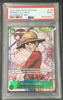 2025 One Piece Op13-118 Carrying His Will Monkey D. Luffy Alternate Art PSA 9 - Image 1