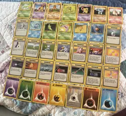 No Duplicates - Lot of 35 NEVER PLAYED 1999 WOTC Base 102 Card Set Pokemon Cards - Image 1