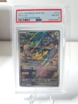 2023 Pokemon Mew en Pikachu Illustration Rare #173 PSA 8 - Image 1