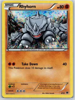 Rhyhorn - 8/12 McDonald's Promos 2015 008/012 HP/DMG Pokemon Card Holo - Image 1