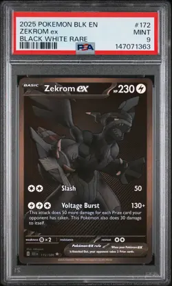 2025 POKEMON BLK EN-BLACK BOLT BLACK WHITE RARE #172 ZEKROM EX PSA 9 - Image 1