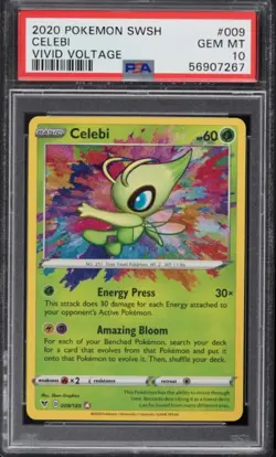 2020 Pokemon Sword & Shield Vivid Voltage Amazing Rare Celebi #9 PSA 10 GEM MINT - Image 1