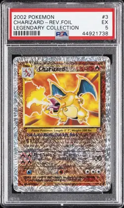 2002 POKEMON LEGENDARY COLLECTION #3 CHARIZARD-REVERSE FOIL PSA 5 - Image 1