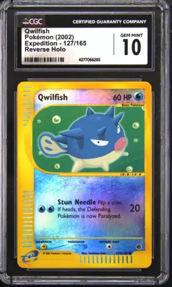 2002 POKEMON EXPEDITION REVERSE HOLO QWILFISH CGC 10 - Image 1