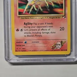 CGC 8 Blaine's Ponyta 63/132 Gym Heroes 2000 Pokemon TCG Graded - Image 3