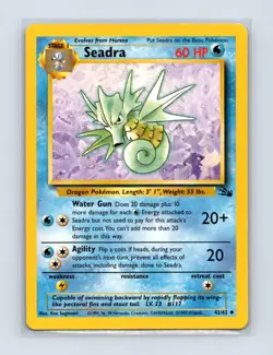 Seadra 42/62 Uncommon Fossil Pokemon Unlimited Lightly Played - Image 1