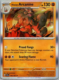 Hisuian Arcanine 100/167 Rare Twilight Masquerade Pokemon Holo Near Mint - Image 1