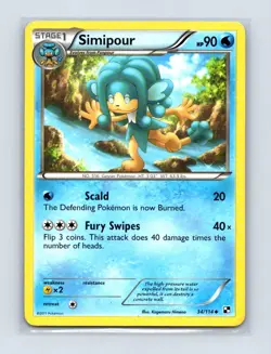 Simipour 34/114 Uncommon Black & White Pokemon Lightly Played - Image 1