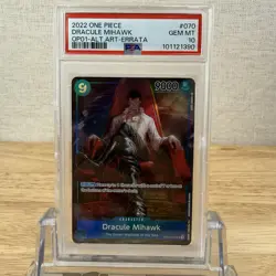 Dracule Mihawk Errata Alternate Art Parallel OP01-070 PSA 10 One Piece English - Image 1