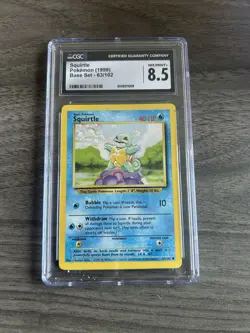 CGC 8.5 Squirtle 1999 Base Set 63/102 Pokemon Card psa - Image 1
