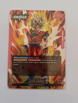DBS Dragon Ball Fusion World FS01-01 Son Goku Leader Trading Card - Image 1