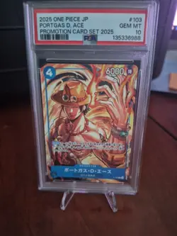 2025 ONE PIECE JAPANESE PROMOTION CARD SET 2025 #103 PORTGAS D. ACE PSA 10 - Image 1
