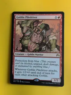 Goblin Piledriver. Origins. Goblin Warrior Magic the Gathering Card. - Image 1