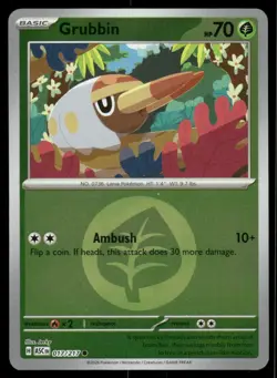 Grubbin (Energy Symbol Pattern) 017/217 Ascended Heroes Pokemon Reverse Holo NM - Image 1