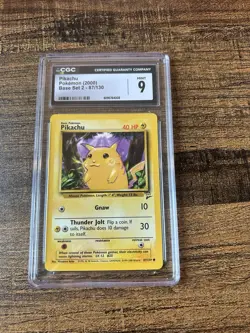 CGC 9 MINT Pikachu 2000 Base Set 2 87/130 Pokemon Card - Image 1