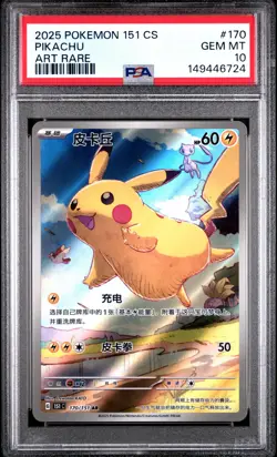 2025 POKEMON SIMPLIFIED CHINESE 151 C-COLLECTION 151 #170 PIKACHU AR PSA 10 - Image 1
