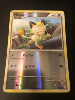 POKEMON TCG MEOWTH 75/123 REVERSE FOIL HEART GOLD SOUL SILVER 2010!! - Image 1