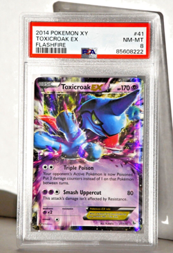 2014 Pokemon XY Toxicroak EX 41/106 HOLO RARE FlashFire PSA 8 (10) NM-MINT - Image 1