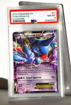 2014 Pokemon XY Toxicroak EX 41/106 HOLO RARE FlashFire PSA 8 (10) NM-MINT - Image 2
