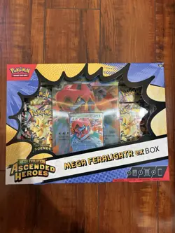 Pokemon Mega Feraligatr EX Box Ascended Heroes 4 Packs & Promos Brand New! 💦 - Image 1