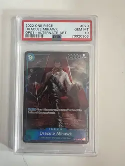 One Piece Dracule Mihawk OP01-070 Romance Dawn Foil Pre Errata PSA 10 Gem Mint - Image 1