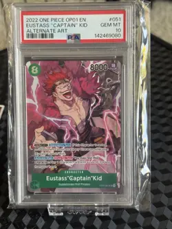Pre-errata 2022 One Piece Eustass "Captain" Kid OP01-051 Alternate Art PSA 10 - Image 1