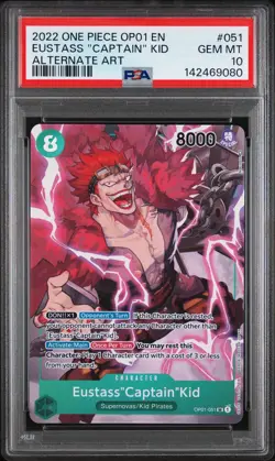 Pre-errata 2022 One Piece Eustass "Captain" Kid OP01-051 Alternate Art PSA 10 - Image 3