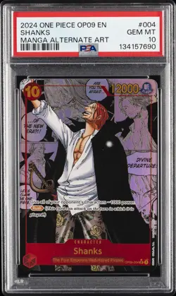 2024 ONE PIECE OP09-EMPERORS IN THE NEW WORLD MANGA ALTERNATE ART SHANKS PSA 10 - Image 1