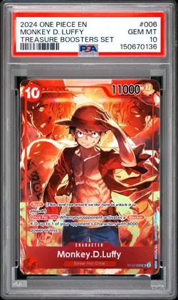 2024 ONE PIECE PROMOS 006 MONKEY D. LUFFY TREASURE BOOSTERS SET PSA 10 GEM MINT - Image 1