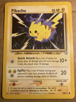 Pikachu Pokemon Card Neo Genesis 70/111 MP - Image 1