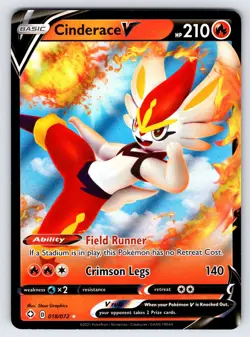 Cinderace V 018/072 2021 Shining Fates Pokemon Card Ultra Rare Full Art Holo Nm - Image 1