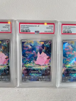 PSA 10 Clefairy AR 086/080 Sequential Set of 3 Japanese Pokemon Card M3 - Image 3