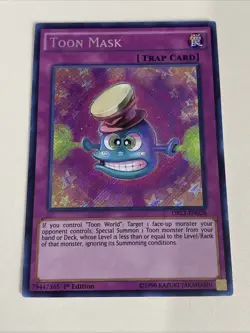 Yugioh - Toon Mask x 3 - DRL2 - 1st Edition Secret Rare - Plus Free Holo Card - Image 3