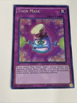 Yugioh - Toon Mask x 3 - DRL2 - 1st Edition Secret Rare - Plus Free Holo Card - Image 4