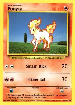 Ponyta - 60/102 - Base Set - Unlimited - Pokemon TCG - LP - WOTC - Image 1