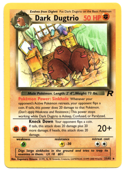2000 Dark Dugtrio - Rare - 23/82 Team Rocket Pokemon Card NM (NON Holo) Regular - Image 1