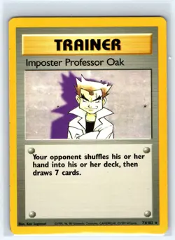 Imposter Professor Oak 73/102 Rare Base Set Unlimited Pokemon Moderately Played - Image 1