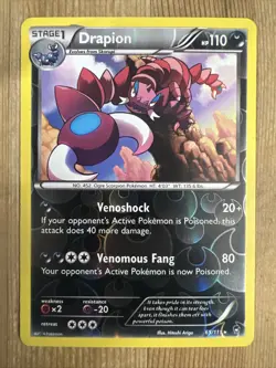 Pokemon TCG Cards Drapion 65/111 Furious Fists Reverse Holo Rare MP - Image 1