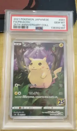 Pokemon TCG Pikachu 001/028 Japanese Holo Promo S8a 25th Anniversary PSA 10 2021 - Image 1