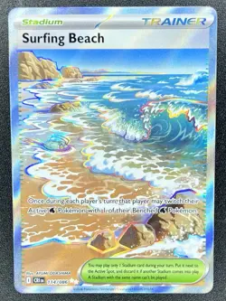 Surfing Beach 114/086 Chaos Rising Ultra Rare Full Art Pokemon - Image 1
