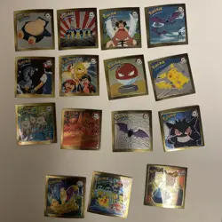 Lot Of 15 Vintage 1999 Pokemon Stickers Gengar R02 Gold Bordered Holo Series 1 - Image 1