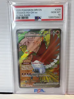 2025 POKEMON DRI EN-DESTINED RIVALS ULTRA RARE #209 ETHAN'S HO-OH EX PSA 10 - Image 1