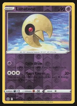 Crown Zenith Lunatone #062/159 Reverse Holo Pokemon Card - Image 1