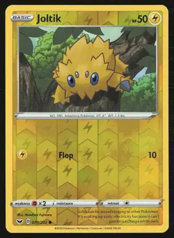 SWSH01: Sword & Shield Base Set Joltik #070/202 Reverse Holo Pokemon Card - Image 1