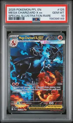 2025 POKEMON PFL EN-PHANTASMAL FLAMES #125 MEGA CHARIZARD X EX PSA 10 - Image 1